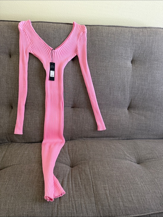 Fashion Nova Dresses & Skirts - Fashion Nova Pink Ribbed Long Sleeve Bodycon Dress